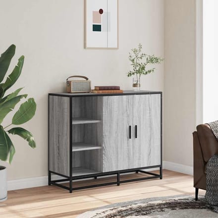 vidaXL - Dressoir - 92x35x76 - cm - bewerkt - hout - grijs - sonoma - eikenkleurig