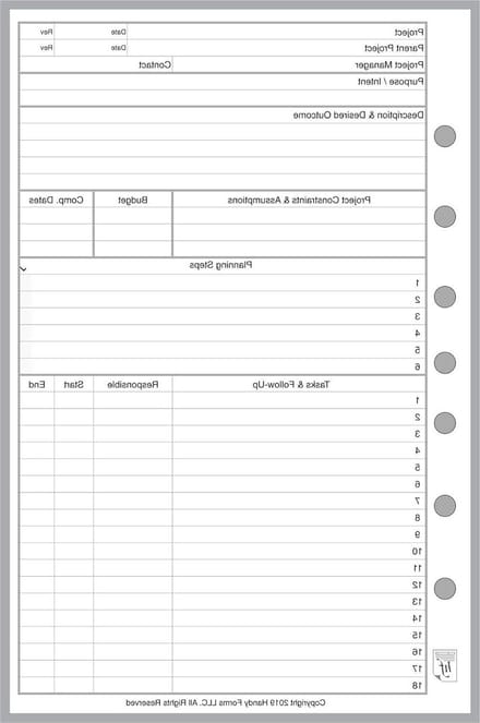 Project Planner Vellen - Agenda Vulling - Projecten Organiseren - 7-Gaten Geperforeerd - 5.5" x 8.5" - Wit