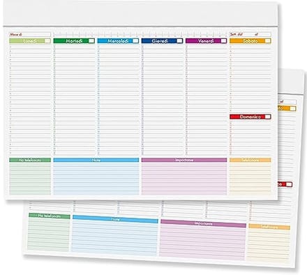 Maxi Weekplanner Set van 2 - Bureau Organizer voor Afspraken en Notities - Praktische Bureauonderlegger 43 x 31 cm