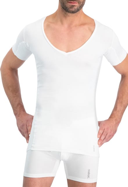Noshirt Dry Shirt - Heren Anti-Zweet Ondershirt - Deep V - Wit - Maat M