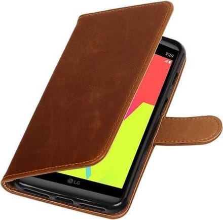 Bruin Pull-Up PU booktype wallet hoesje voor LG V20