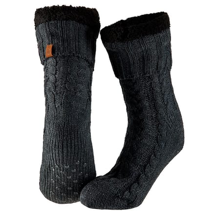 Apollo - Huissokken heren met vacht - Anti slip - Donker Grijs - One size - Fluffy sokken - Slofsokken - Huissokken anti slip - Huisokken - Warme sokken heren