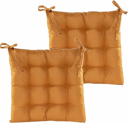 Anna's collection Stoelkussen gewatteerd - 2x - oker geel - 38 x 38 cm - binnen/buiten