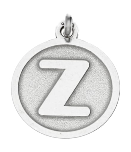 Zilveren Letter Z rond mat en glans kettinghanger