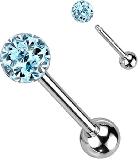 Piercing ferido multi crystal met Epoxy 1.6x16 - aqua - LMPiercings