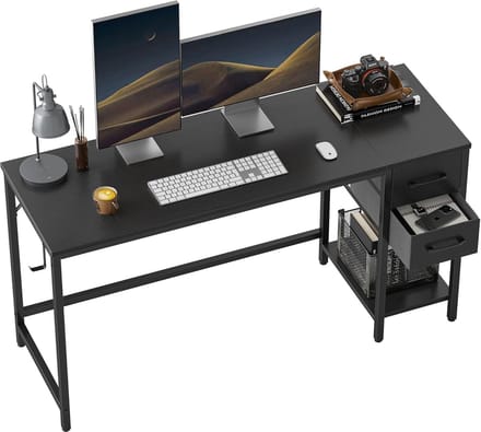 Computer Bureau met 2 Laden - 55 Inch Modern Bureau voor Thuiskantoor; Eenvoudig en Stijlvol