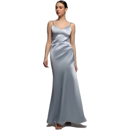Satin Aansluitend Jurk met Drapé Rug Dames Goddiva