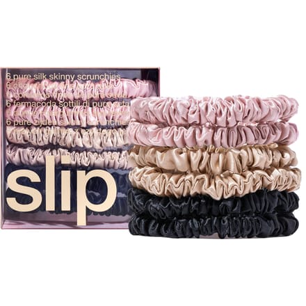 Slip Pure Silk Skinny Scrunchies - Various Colours - Black, Pink, Caramel