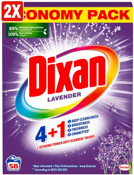 2 x Dixan Fresh Lavender Waspoeder - Wasmiddel - 58 wasbeurten