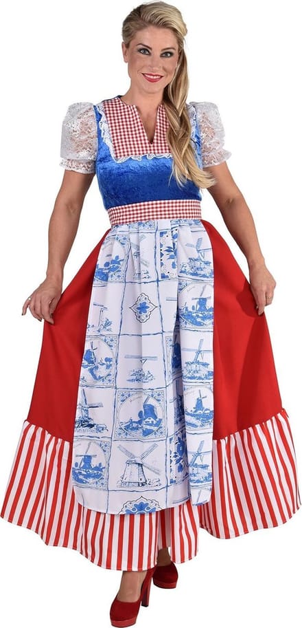 Delfts blauw Holland jurk lang - Maat M