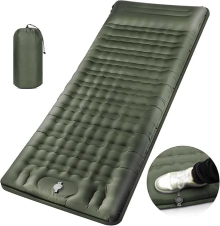 Zelfopblazend kampeermatras, draagbaar en compact, perfect voor buitenactiviteiten - donkergroen