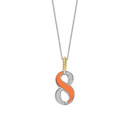 TI SENTO Dames Hanger - 925 zilver - Cijfer 8 - Oranje - 6841OR_8