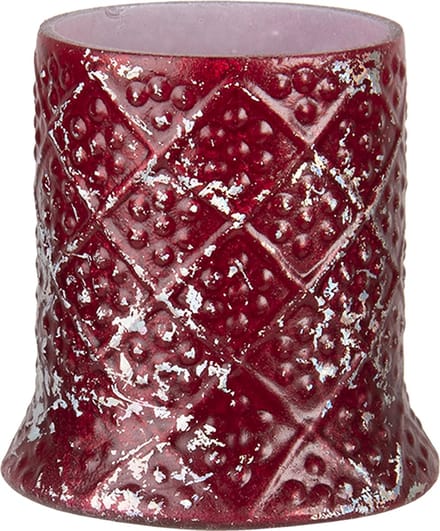 Clayre & Eef Theelichthouder Ø 6x7 cm Rood Glas