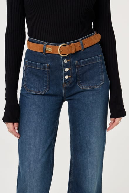 Fabienne Chapot Studded Leopard Belt Burnt Sugar Maat: 95 | Riemen Outlet | Dames | Bruin