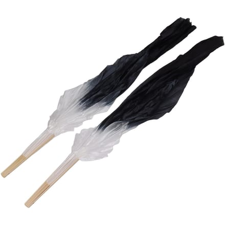 1 Paire Long Éventail de Danse Doux Bel Éventail de Danse Classique pour Performance d'Apprentissage de Danse du Ventre 1,5 m Gris et Noir white