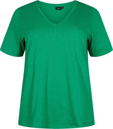 ZIZZI MBREA, S/S, STRAIGHT TEE Dames T-shirt - Green - Maat S (42-44)