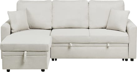 NASSJO - Hoekslaapbank - Lichtbeige - Rechtszijdig - Polyester/Linnen