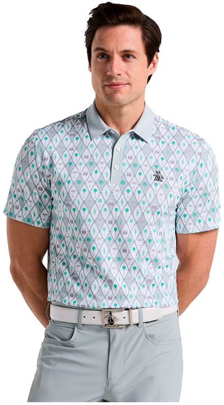 Original Penguin Lattice Cocktail Korte Mouw Poloshirt Grijs M Man