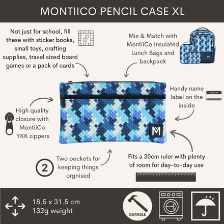 MontiiCo Etui XL - 2 handige vakjes - wasmachinebestendig - Block Land