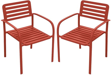 Vente-unique Set van 2 stapelbare tuinstoelen van metaal - Terracotta - NILY van MYLIA