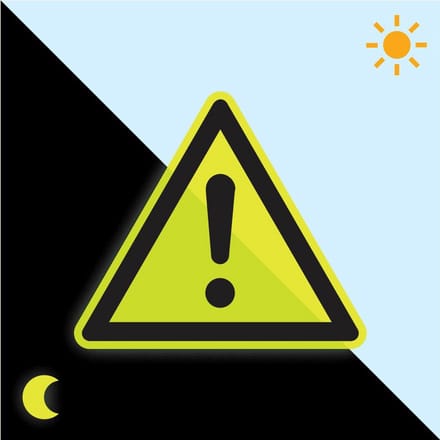 Extra lichtgevende algemene waarschuwingssticker - W001 100 mm