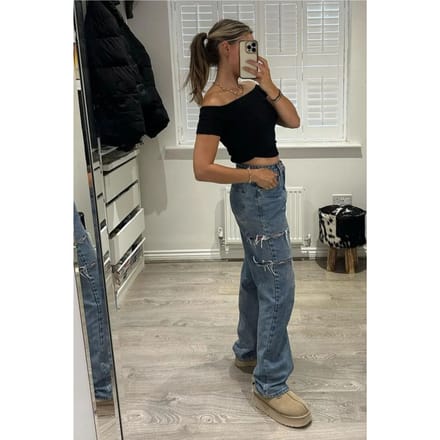 Schoudervrije Korte Mouwen Cropped Top