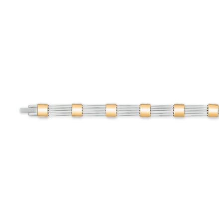 Slate - Stalen schakelarmband 21 cm - Spijltjes met vergulde tussenblokjes