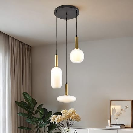 LumenXL Hanglamp Dennis - melkwit glas, 3-lichts