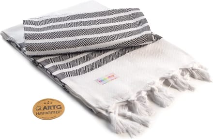 ARTG® Hamamzz - Hamamdoek - Original Dalaman De Luxe - Wit/Zwart - 100 x 180 cm - AR053