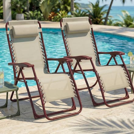 Zero Gravity Stoel - Relaxstoelen Tuin - Buiten Ontspannen - Inklapbaar 2-stuks - 156x65x76 cm - Terracotta