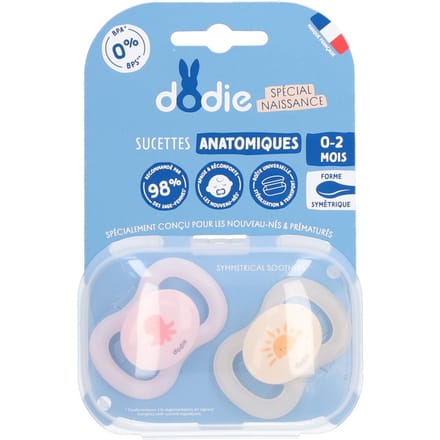 Anatomische fopspeen duo - DODIE - 0/2 maanden - Octopus