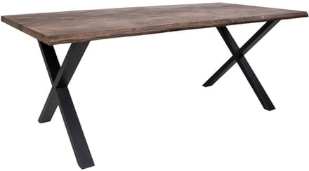 Tony eetkamertafel 95x200 cm met golvende rand, gerookt eiken, zwarte poten.