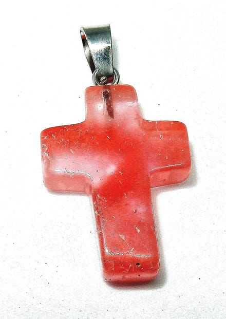 Aardbei Kwarts Kruis Hanger aan ketting