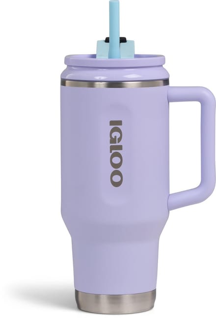 IGLOO - Flip ‘n’ Sip - Drinkbeker met rietje - Lila - 0,946L - Thermosfles - RVS - Drinkbeker voor School