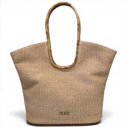 Alviero Martini First Class Shopping Bag Vrouw Natural Sunny Rafia met Geo Classic Details
