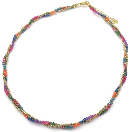 Ketting met Kralen - RVS - Lengte 39-45 cm - Multi