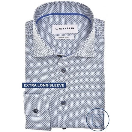 Ledûb Overhemd Extra Long Sleeve Fine Pattern Comfort Fabric Blend Mouwlengte 7 Donker Blauw / male