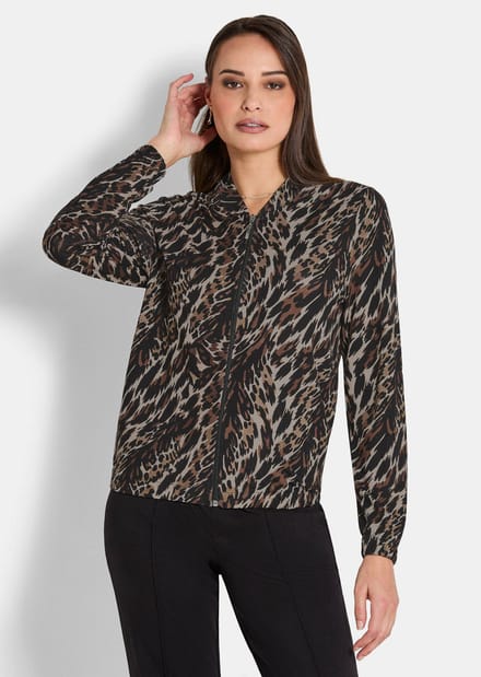 Blouson van viscose-jersey - zwart / camel - Gr. 52 van Goldner Fashion