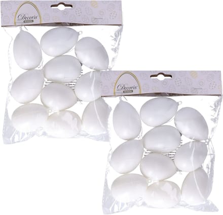 Decoris Hobby eieren - 20x - kunststof - wit - D4 x H6 cm - paasdecoratie