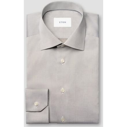 Eton Overhemd Solid Color Organic Cotton Signature Twill Bruin / male
