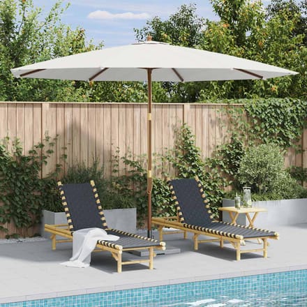 vidaXL - Parasol - met - houten - paal - 350 - cm - zandwit