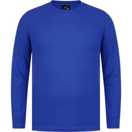 Fabric Heren Wafel T-shirt met lange mouwen (Blauw)