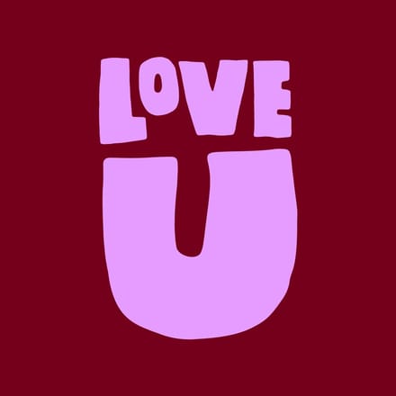 Tegeltje met tekst – LOVE U – gekleurd tekst tegeltje