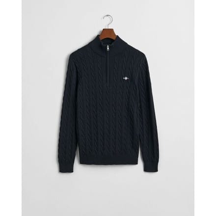 Gant Trui Allover Cable Knit Cotton Half Zip Avond Blauw / male