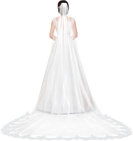 Dailygoods- Bruidsluier eenlaags tot de grond - Kathedraal
