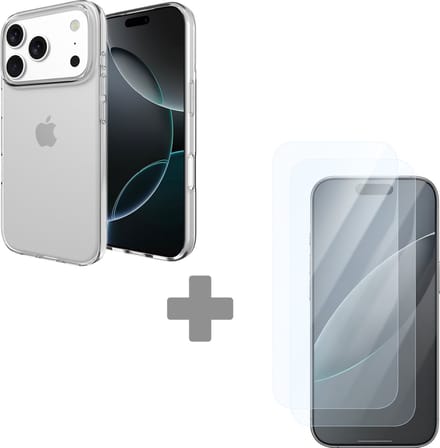 Cazy soft TPU Hoesje + 2-Pack Tempered Glas Screenprotector geschikt voor iPhone 17 Pro - Transparant