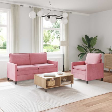 vidaXL - Bankstel - 2 - st - Roze - Fluweel