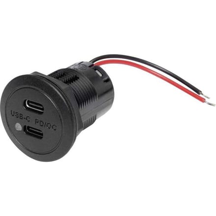 ProCar Power USB-C Doppelsteckdose PD/QC EV mit LED max 2x 30 W Power USB-C dubbele stekkerdoos PD/QC EV met LED max. 2x 30 watt Stroombelasting...