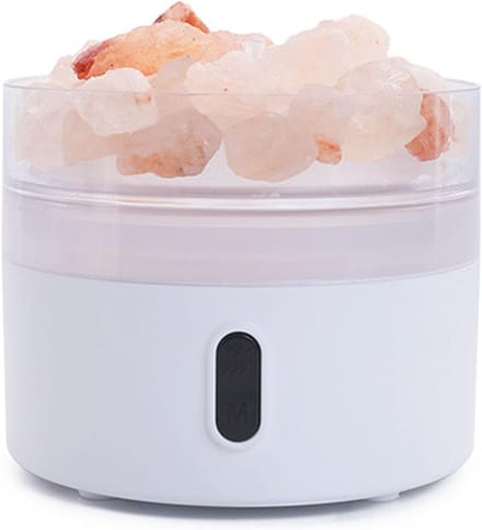 Luchtbevochtiger - Zoutsteen diffuser - Kantoor ontspannen - Kleurrijke sfeer - 13x13x12 cm - Wit
