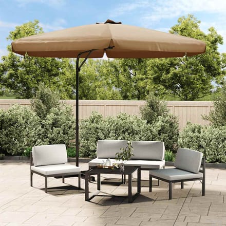vidaXL - Parasol - met - stalen - paal - 300 - cm - taupe